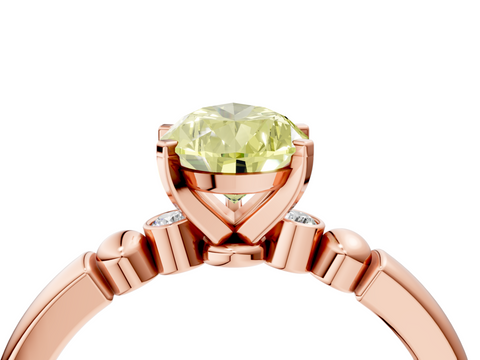 Rose gold Fancy Yellow Pear  Solitaire Beaded Band with Four-Prong Setting_28