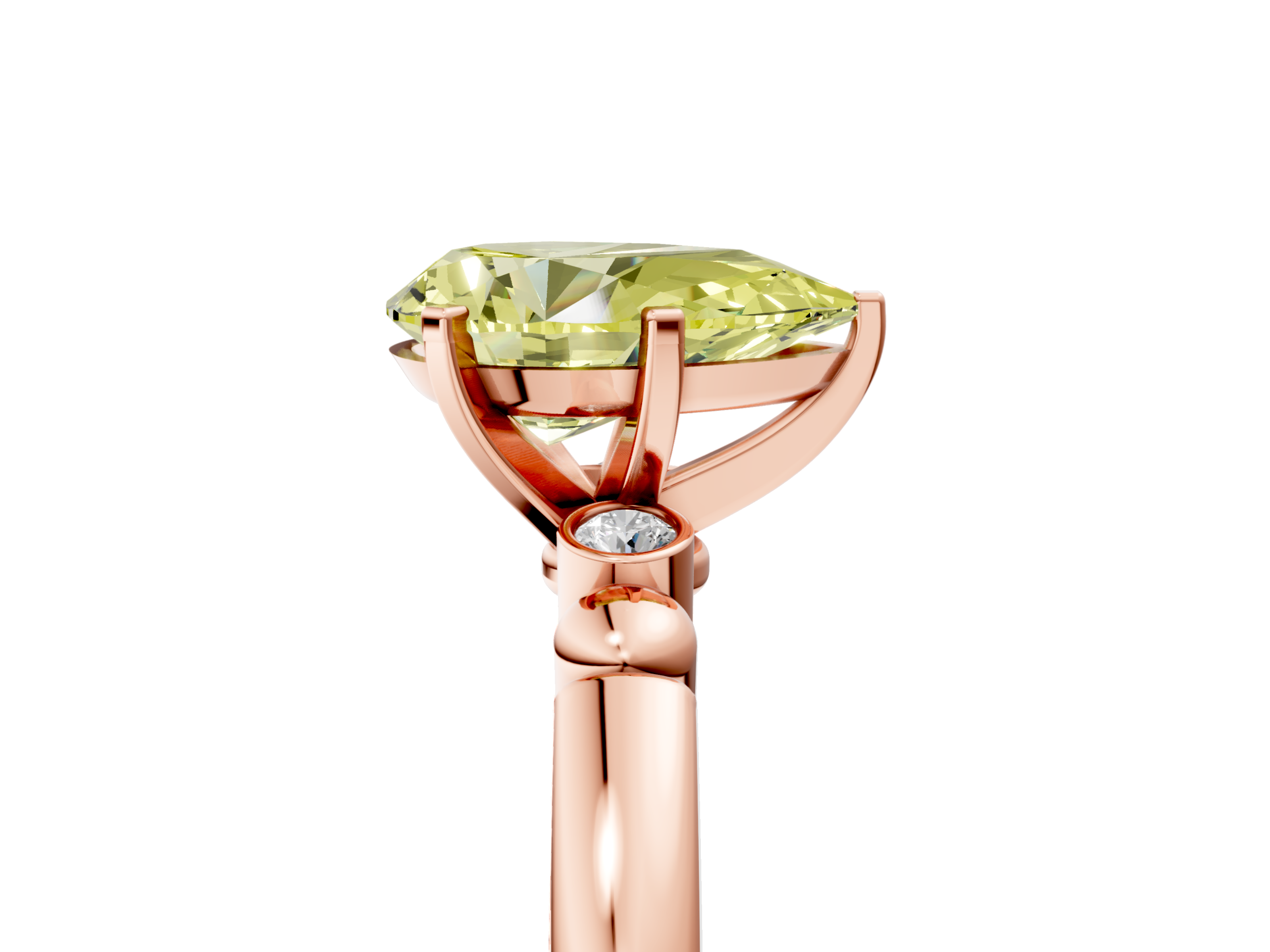Rose gold Fancy Yellow Pear  Solitaire Beaded Band with Four-Prong Setting_29
