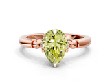 Rose gold Fancy Yellow Pear  Solitaire Beaded Band with Four-Prong Setting_64