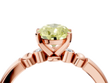 Rose gold Fancy Yellow Pear  Solitaire Beaded Band with Four-Prong Setting_68