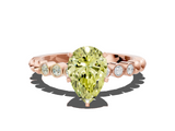 Rose gold Fancy Yellow Pear  Solitaire Bezel Accent Diamond Engagement Ring with Beaded Band and Four-Prong Setting_24