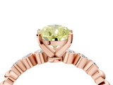 Rose gold Fancy Yellow Pear  Solitaire Bezel Accent Diamond Engagement Ring with Beaded Band and Four-Prong Setting_28