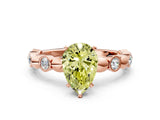 Rose gold Fancy Yellow Pear  Solitaire Bezel-Set Diamond Ring with Beaded Band and Four-Prong Setting_32