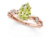 Rose gold Fancy Yellow Pear  Solitaire Bezel-Set Diamond Ring with Beaded Band and Four-Prong Setting_33