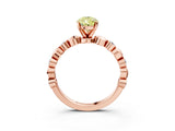 Rose gold Fancy Yellow Pear  Solitaire Bezel-Set Diamond Ring with Beaded Band and Four-Prong Setting_35