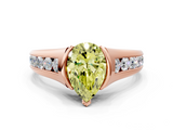 Rose gold Fancy Yellow Pear  Solitaire Bezel-Set Diamond Ring with Channel-Set Band_55