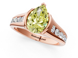 Rose gold Fancy Yellow Pear  Solitaire Bezel-Set Diamond Ring with Channel-Set Band_56