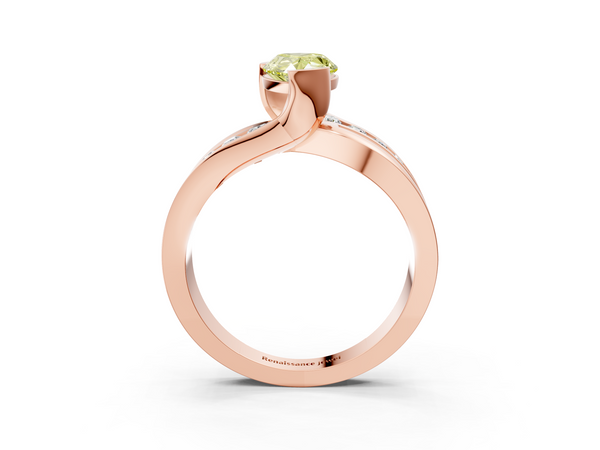 Rose gold Fancy Yellow Pear  Solitaire Channel-Set Split Shank Ring with Tension Prong Setting