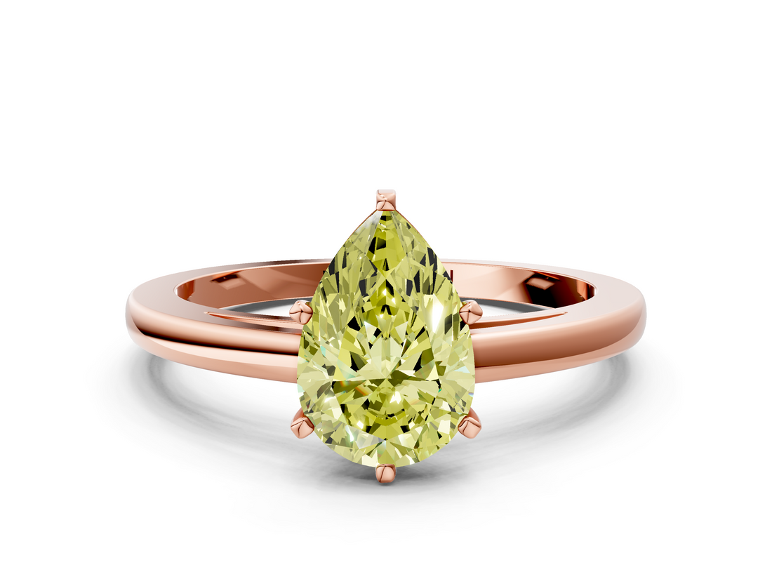 Rose gold Fancy Yellow Pear  Solitaire Diamond Engagement Ring with Four-Prong Setting on a Classic Band_3
