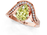 Rose gold Fancy Yellow Pear  Solitaire Diamond Engagement Ring with Pave Band and Four-Prong Setting 1