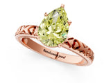 Rose gold Fancy Yellow Pear  Solitaire Diamond Engagement Ring with XO Engraved Band and Four-Prong Setting 2