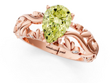 Rose gold Fancy Yellow Pear  Solitaire Diamond Leaf Vine Band with Prong Setting_45