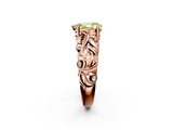 Rose gold Fancy Yellow Pear  Solitaire Diamond Leaf Vine Band with Prong Setting_46