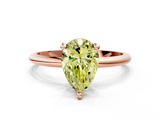 Rose gold Fancy Yellow Pear  Solitaire Diamond Ring with 4-Prong Setting on a Classic Band_3