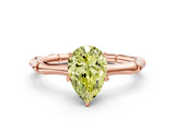 Rose gold Fancy Yellow Pear  Solitaire Diamond Ring with Bamboo Band and Four-Prong Setting_56