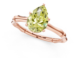 Rose gold Fancy Yellow Pear  Solitaire Diamond Ring with Bamboo Band and Four-Prong Setting_57