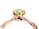 Rose gold Fancy Yellow Pear  Solitaire Diamond Ring with Bamboo Band and Four-Prong Setting_60