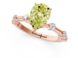 Rose gold Fancy Yellow Pear  Solitaire Diamond Ring with Bezel Set Side Stones and Prong Setting_4