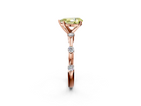 Rose gold Fancy Yellow Pear  Solitaire Diamond Ring with Bezel Set Side Stones and Prong Setting_5
