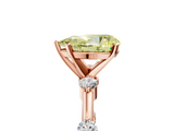 Rose gold Fancy Yellow Pear  Solitaire Diamond Ring with Bezel Set Side Stones and Prong Setting_8