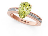 Rose gold Fancy Yellow Pear  Solitaire Diamond Ring with Channel-Set Baguette Band and Four-Prong Setting_81