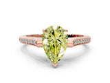 Rose gold Fancy Yellow Pear  Solitaire Diamond Ring with Channel Set Band and Bezel Prong Setting_61