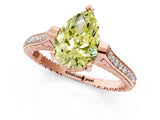Rose gold Fancy Yellow Pear  Solitaire Diamond Ring with Channel Set Band and Bezel Prong Setting_62