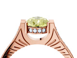 Rose gold Fancy Yellow Pear  Solitaire Diamond Ring with Channel Set Band and Bezel Prong Setting_65