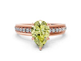 Rose gold Fancy Yellow Pear  Solitaire Diamond Ring with Channel Set Band and Six-Prong Setting_48