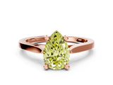 Rose gold Fancy Yellow Pear  Solitaire Diamond Ring with Four-Prong Setting and Tapered Band 1