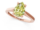 Rose gold Fancy Yellow Pear  Solitaire Diamond Ring with Four-Prong Setting and Tapered Band 2
