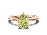 Rose gold Fancy Yellow Pear  Solitaire Diamond Ring with Four-Prong Setting on a Plain Band_20