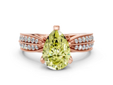 Rose gold Fancy Yellow Pear  Solitaire Diamond Ring with Milgrain Pavé Band and Four-Prong Setting_37