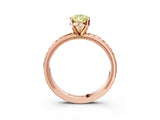 Rose gold Fancy Yellow Pear  Solitaire Diamond Ring with Milgrain and Black Enamel X Pattern Band_299