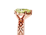 Rose gold Fancy Yellow Pear  Solitaire Diamond Ring with Milgrain and Black Enamel X Pattern Band_301