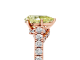 Rose gold Fancy Yellow Pear  Solitaire Diamond Ring with Pavé Band and Four-Prong Setting_74