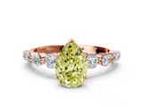 Rose gold Fancy Yellow Pear  Solitaire Diamond Ring with Pave Band and Four-Prong Setting_218