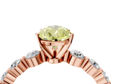 Rose gold Fancy Yellow Pear  Solitaire Diamond Ring with Pave Band and Four-Prong Setting_222
