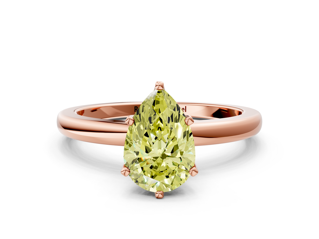 Rose gold Fancy Yellow Pear  Solitaire Diamond Ring with Six-Prong Setting on a Classic Band_3