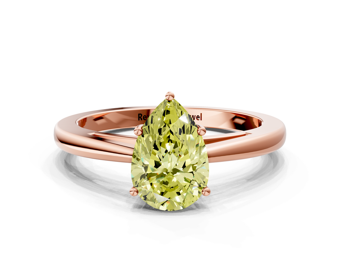 Rose gold Fancy Yellow Pear  Solitaire Diamond Ring with Split Shank and Four-Prong Setting_20