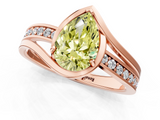 Rose gold Fancy Yellow Pear  Solitaire Diamond Ring with Split Shank and Prong Setting_64