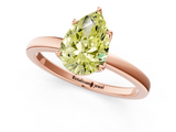 Rose gold Fancy Yellow Pear  Solitaire Diamond Ring with Thin Band and Four-Prong Setting_4