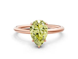 Rose gold Fancy Yellow Pear  Solitaire Diamond Ring with a Classic Band and Four-Prong Setting