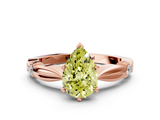 Rose gold Fancy Yellow Pear  Solitaire Diamond Twisted Band with Four-Prong Setting_64