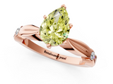 Rose gold Fancy Yellow Pear  Solitaire Diamond Twisted Band with Four-Prong Setting_65