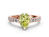Rose gold Fancy Yellow Pear  Solitaire Diamond with Pavé Band and Four-Prong Setting_48