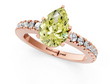 Rose gold Fancy Yellow Pear  Solitaire Diamond with Pavé Band and Four-Prong Setting_49