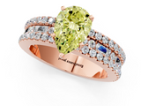Rose gold Fancy Yellow Pear  Solitaire Diamond with Pave and Channel Set Band_43