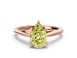 Rose gold Fancy Yellow Pear  Solitaire Engagement Ring with Four-Prong Setting and Classic Band