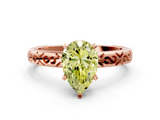 Rose gold Fancy Yellow Pear  Solitaire Engagement Ring with Scrollwork Band and Four-Prong Setting_114